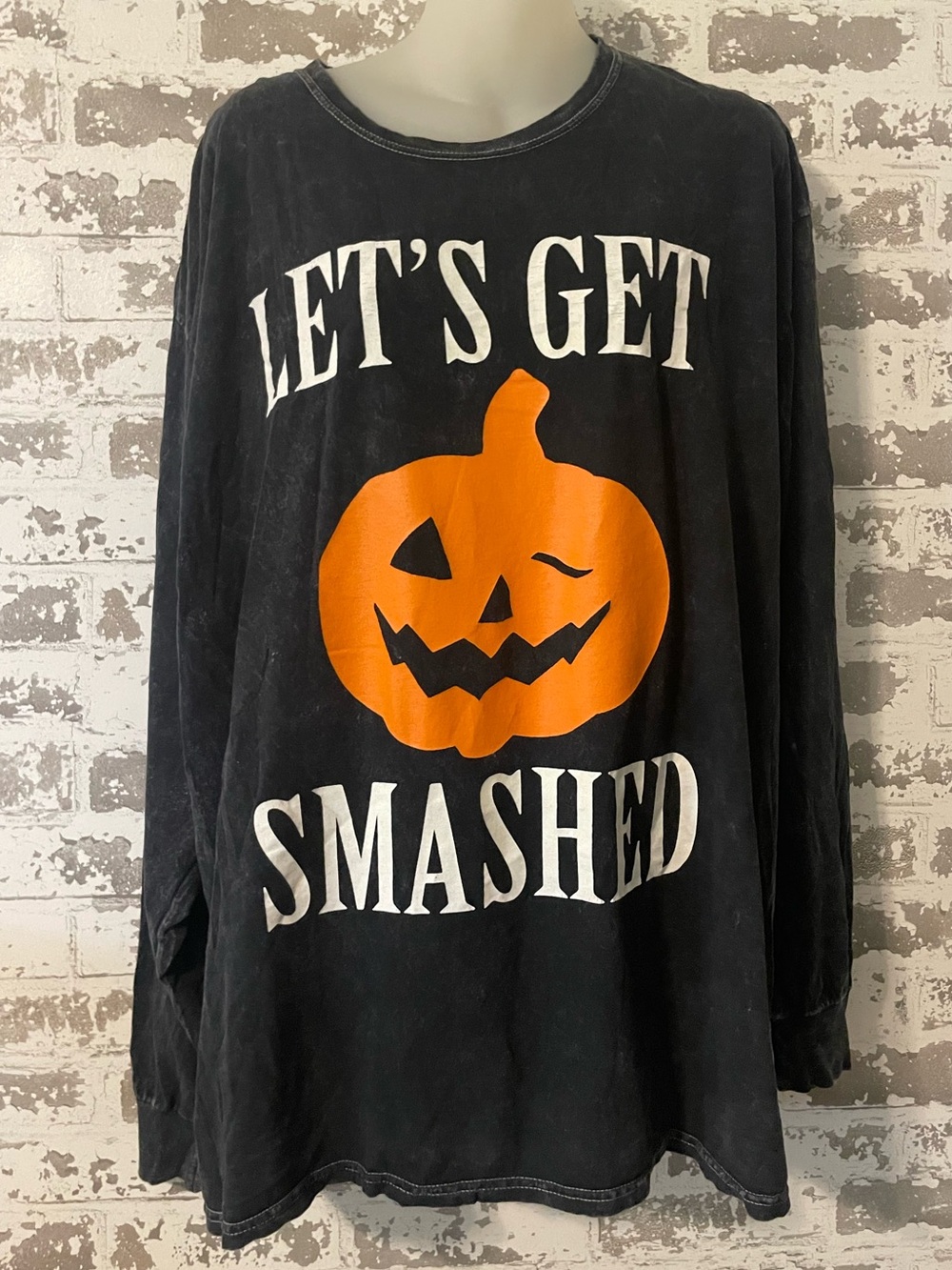 Spirit Black “Let’s Get Smashed” Pumpkin Halloween Long Sleeve XL graphic tee